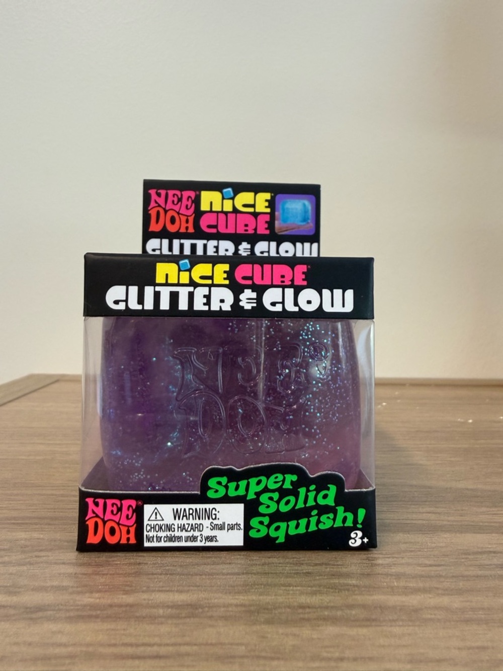 NeeDoh Nice Cube Glitter & Glow Super Solid Squish - Purple Glitter